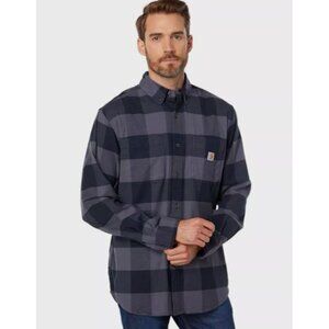 Carhartt Button Up Shirt Mens L Purple Plaid Relaxed Fit Long Sleeves Workwear